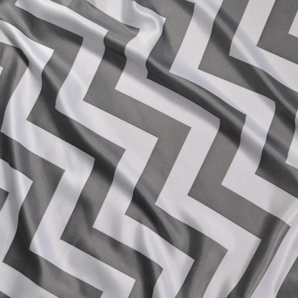 5pcs - Chevron Print (Lamour) Table Runner 14"x108" - Charcoal and White