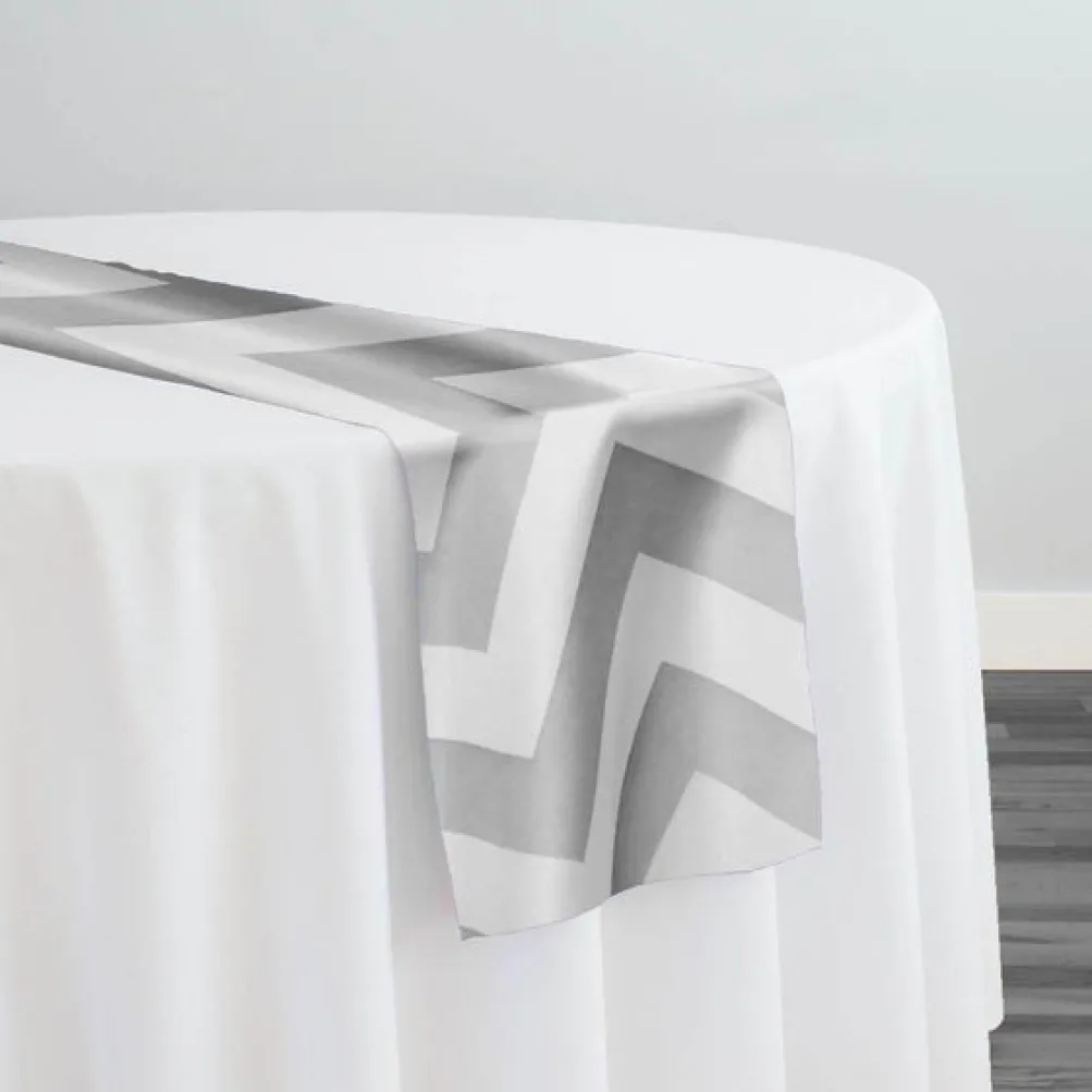 16pcs - Chevron Print (Lamour) Table Runner 14"x108" - Silver and White