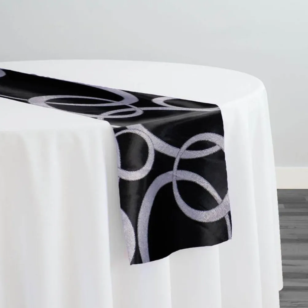 7pcs - Cirque Jacquard (Reversible) Table Runner 12"x12" - Black