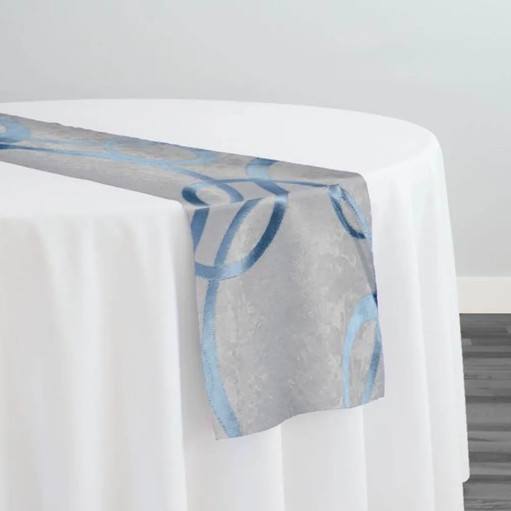 19pcs - Cirque Jacquard (Reversible) Table Runner 14"x120" - Turquoise