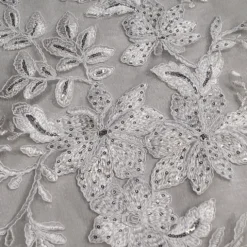 10pcs - Claire Lace Table Runner 14"x108" - Silver and White