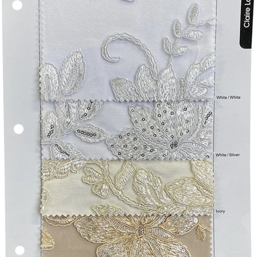 10pcs - Claire Lace Table Runner 14"x108" - Silver and White