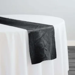10pcs - Crush Satin (Bichon) Table Runner 20"x154" - Black
