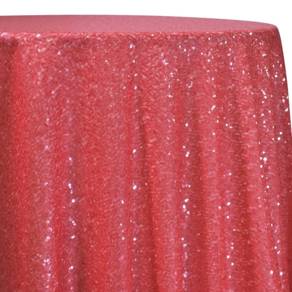 3pcs - Glitz Sequins Table Linen 120" Round - Coral