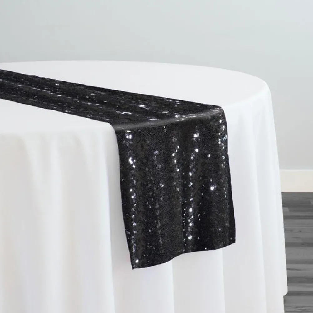 10pcs - Glitz Sequins Table Runner 14"x108" - Black