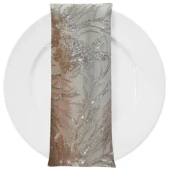120pcs - Marigold Sequins (w/ Poly Lining) Table Napkin 20"x20" Square - Rose Gold
