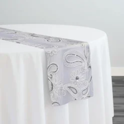 10pcs - Paisley Floret Sequins Table Runner 14"x120" - White