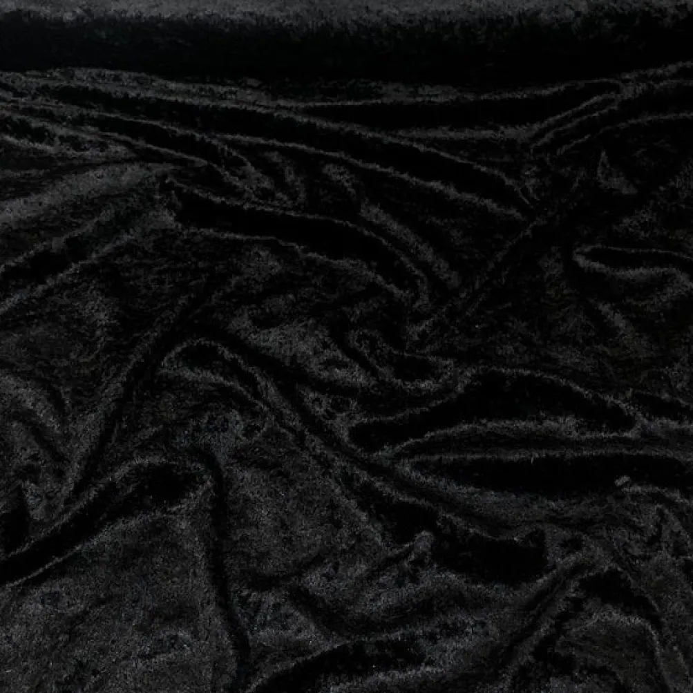 3pcs - Panne (Crush) Velvet Drapery Panel in Black (24' Tall x 58" Wide)