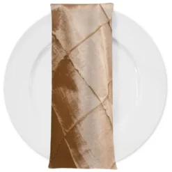 200pcs - 4" Pintuck Taffeta Table Napkin 18"x18" Square - Taupe Gold