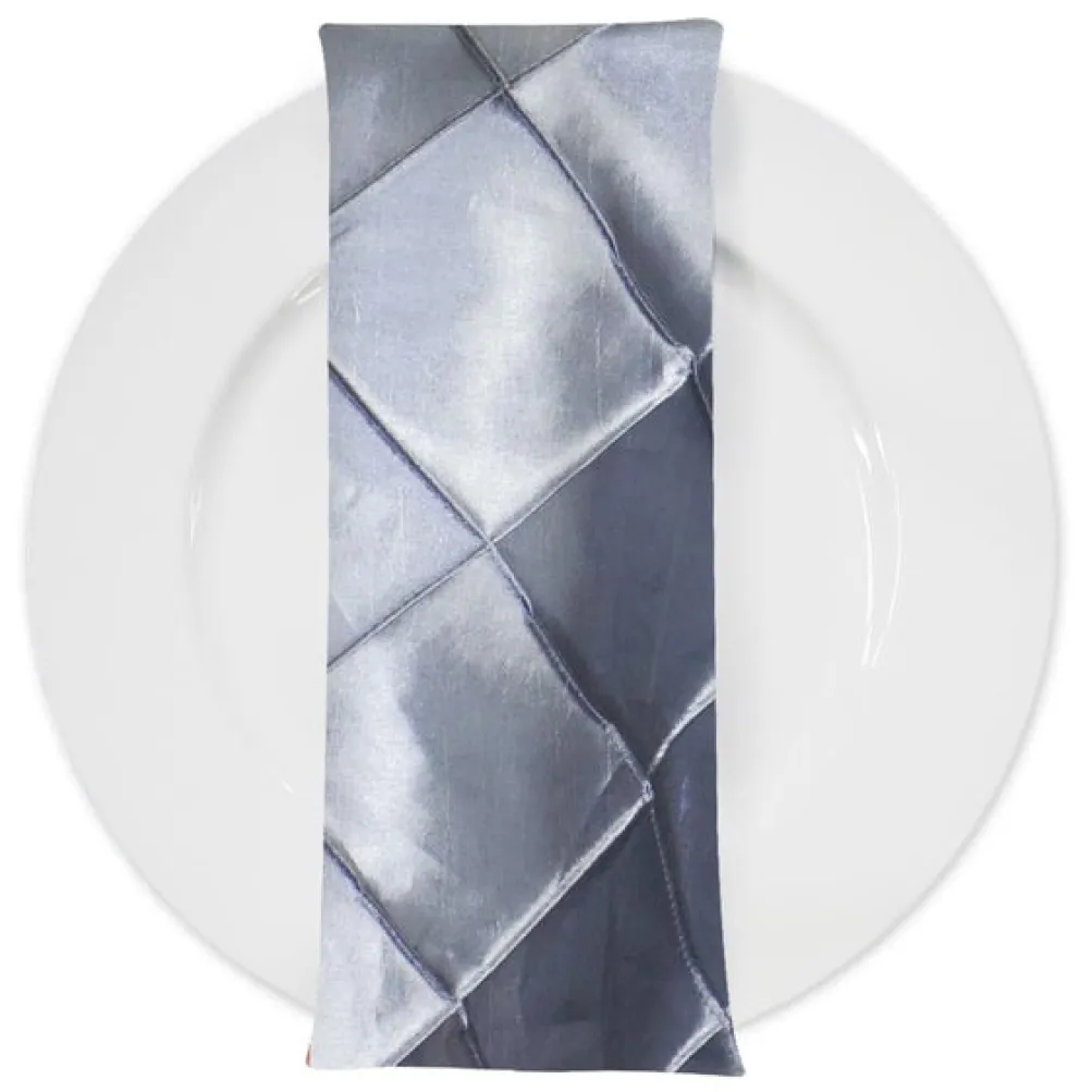 100pcs - 4" Pintuck Taffeta Table Napkin 18"x18" Square - Silver 097