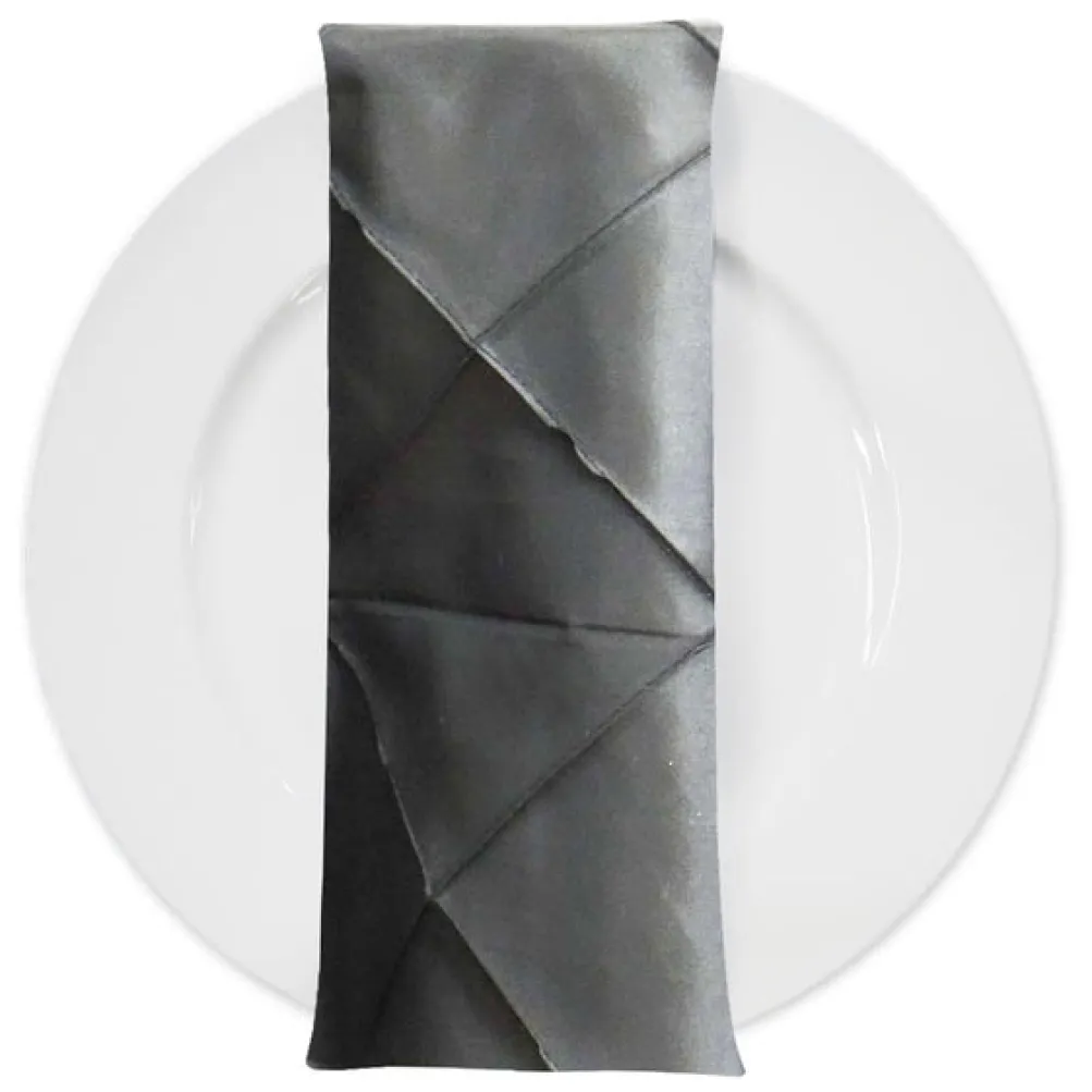 100pcs - 4" Pintuck Taffeta Table Napkin 18"x18" Square - Charcoal