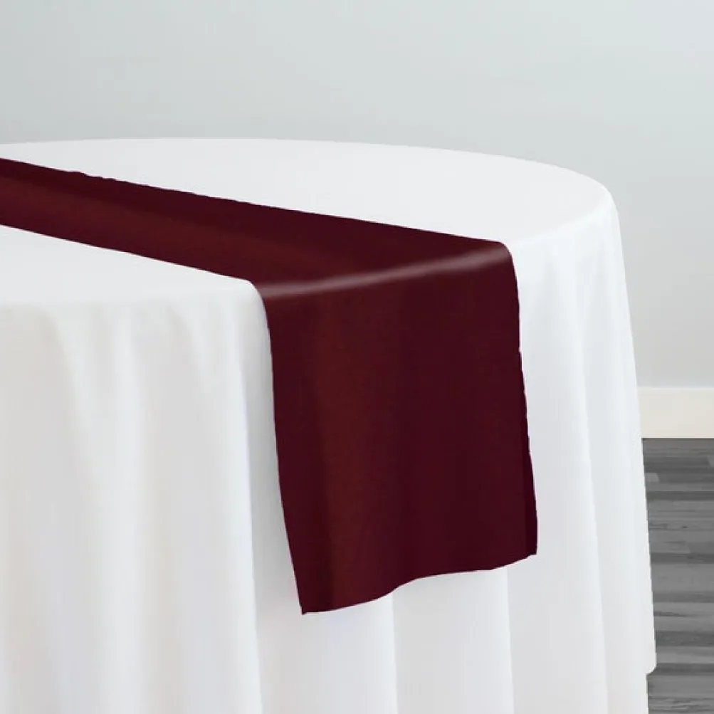 10pcs - Premium Poly (Poplin) Table Runner 14"x90" - Burgundy 1232