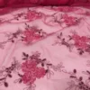 7pcs - Ribbon Mesh Lace Table Linen 132" Round - Fuchsia