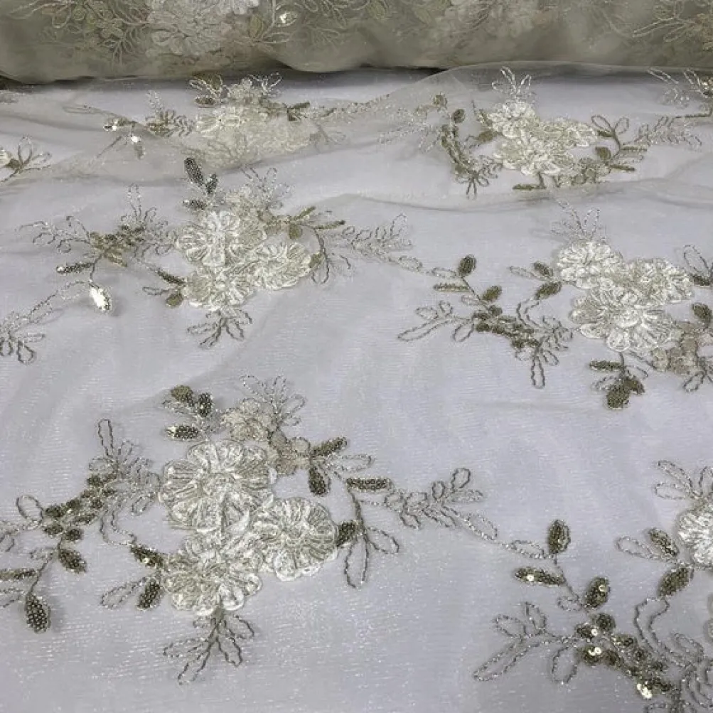 10pcs - Ribbon Mesh Lace Table Runner 14"x108" - Ivory