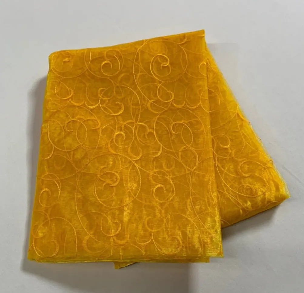 10pcs - Swirl Embroidery Sheer - 72"x72" Square - Yellow