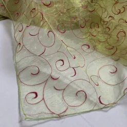 10pcs - Swirl Embroidery Sheer - 72"x72" Square - Fuchsia on Sage