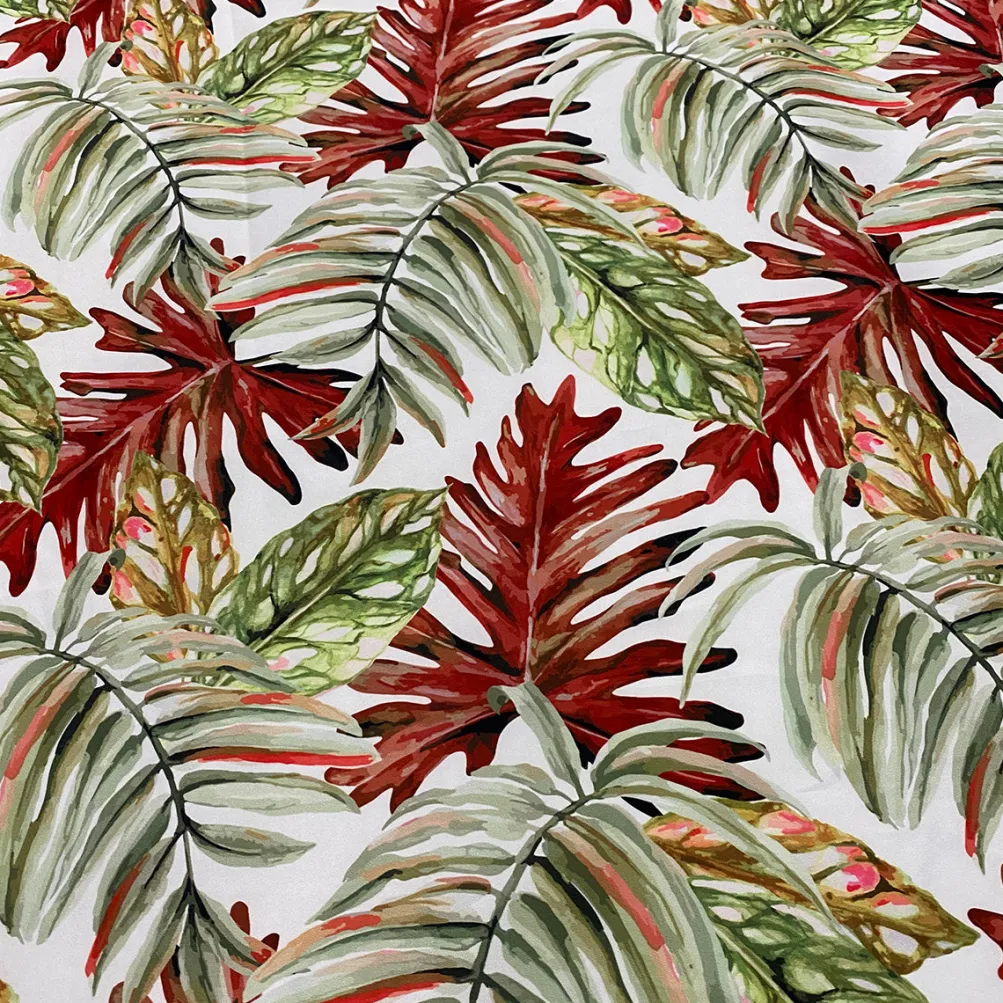 2pcs - Tropical Print (Dupioni) Table Linen in Red (90"x90" Square)