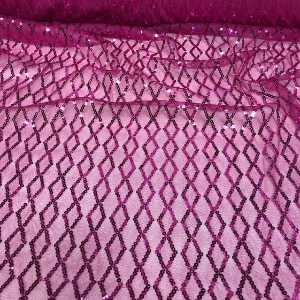 2pcs - Vortex Sequins Table Linen 108" Round - Fuchsia