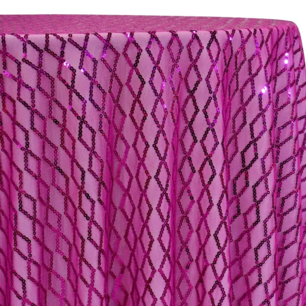 2pcs - Vortex Sequins Table Linen 108" Round - Fuchsia