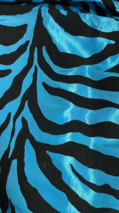 1pc - Zebra Flocking Taffeta Table Linen 120" Round - Turquoise/Black