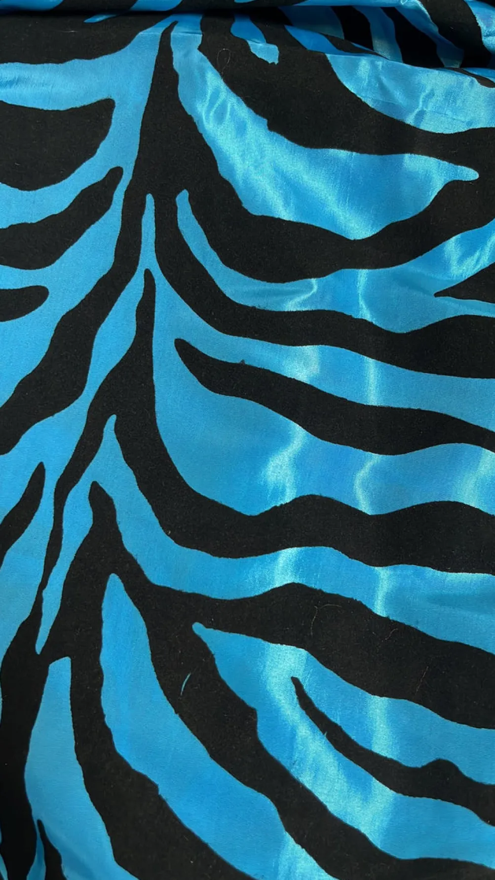 1pc - Zebra Flocking Taffeta Table Linen 120" Round - Turquoise/Black