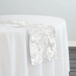 Peony Bouquet Table Runner in White