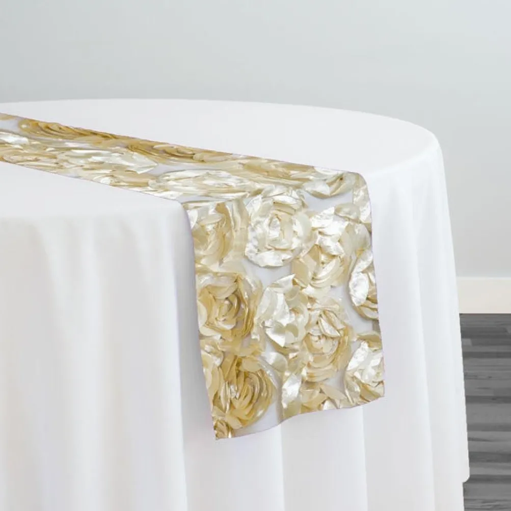 Peony Bouquet Table Runner in Champagne