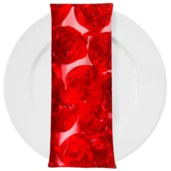 Peony Bouquet (w/ Poly Lining) Table Napkin in Red