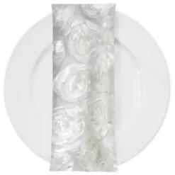 Peony Bouquet (w/ Poly Lining) Table Napkin in Ivory