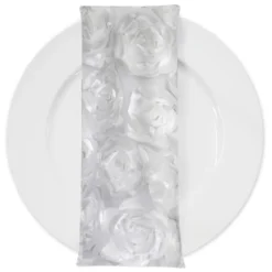 Peony Bouquet (w/ Poly Lining) Table Napkin in White