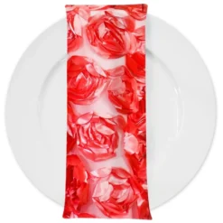 Peony Bouquet (w/ Poly Lining) Table Napkin in Coral