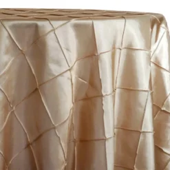 4" Pintuck Taffeta Table Linen in Taupe Gold