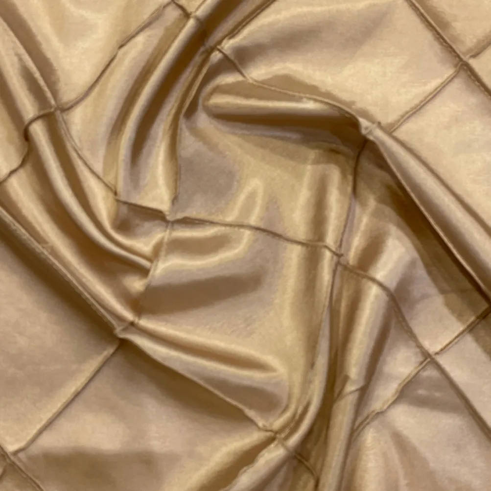 4" Pintuck Taffeta Table Linen in Taupe Gold