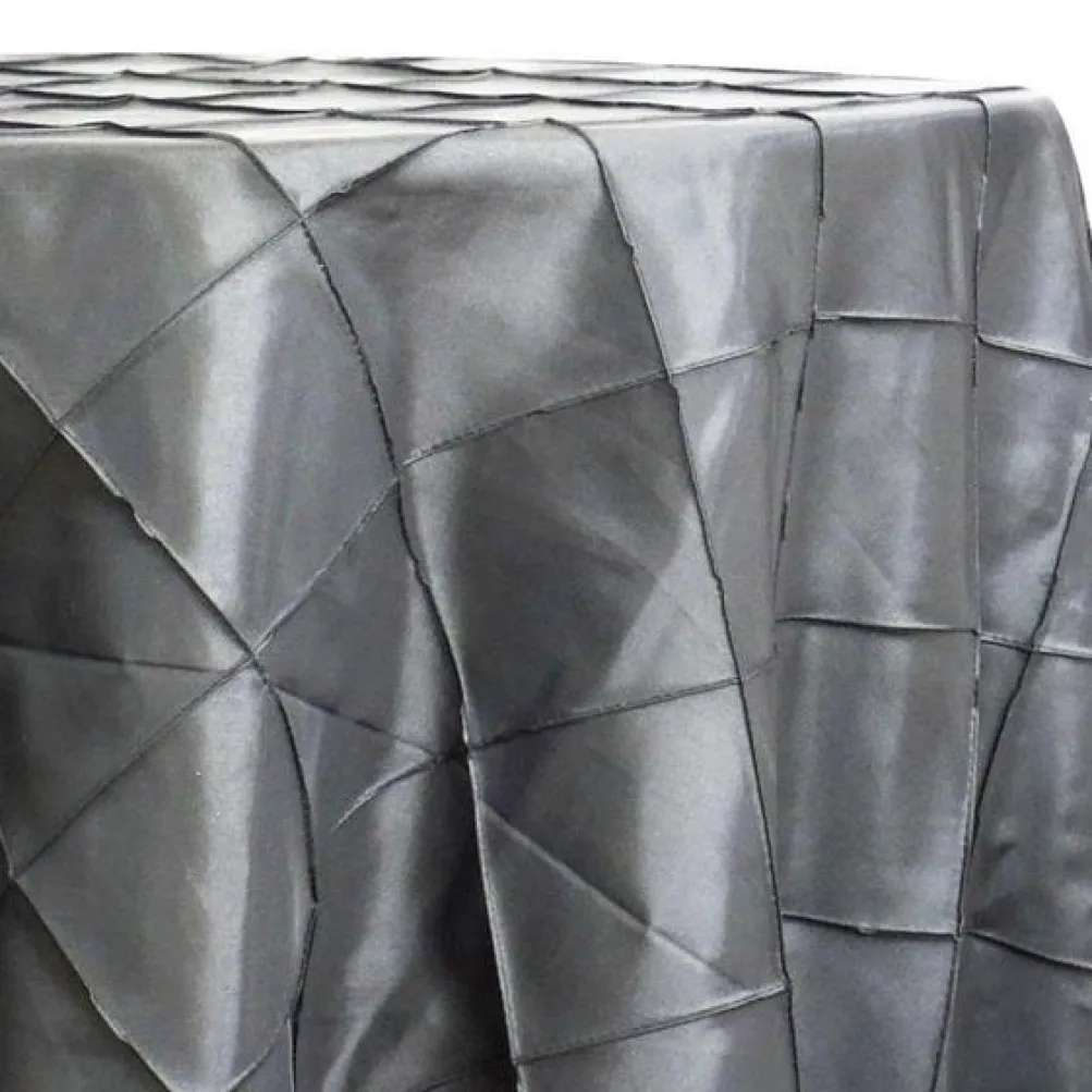 4" Pintuck Taffeta Table Linen in Charcoal