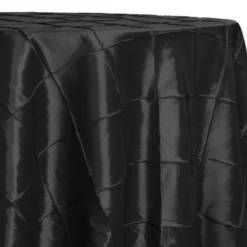 4" Pintuck Taffeta Table Linen in Black