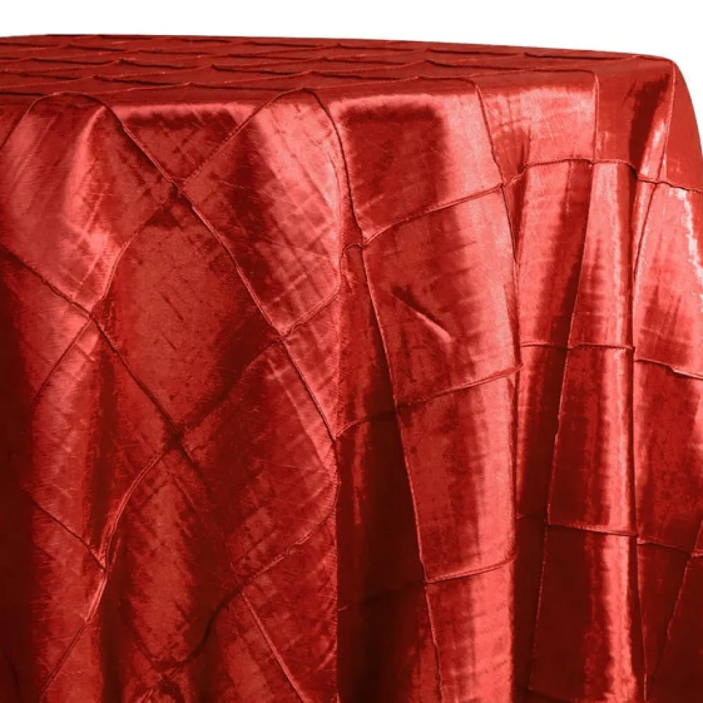 4" Pintuck Taffeta Table Linen in Red 099