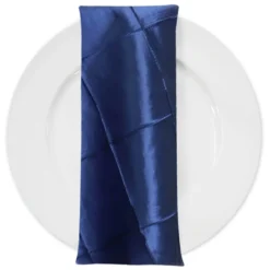 4" Pintuck Taffeta Table Napkin in Navy