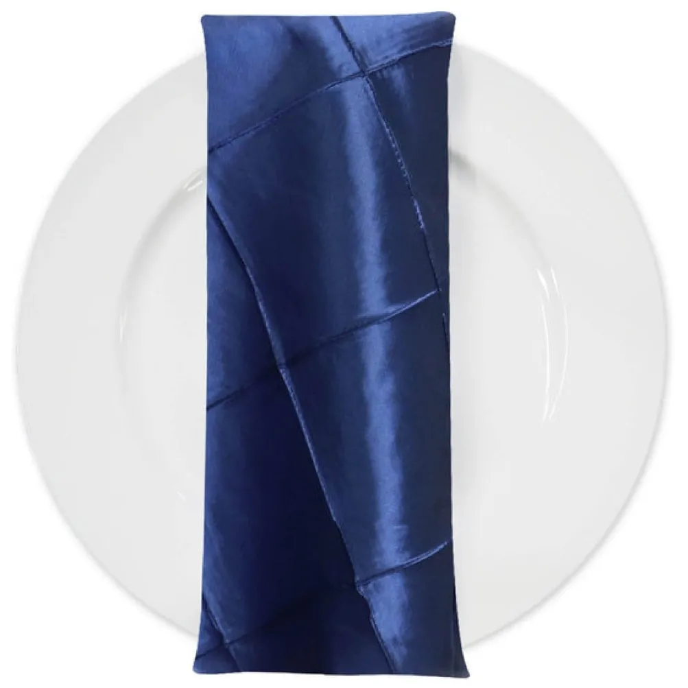 4" Pintuck Taffeta Table Napkin in Navy