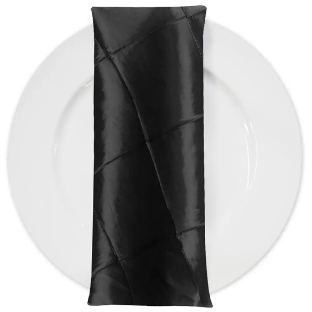 4" Pintuck Taffeta Table Napkin in Black