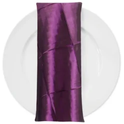 4" Pintuck Taffeta Table Napkin in Eggplant 006