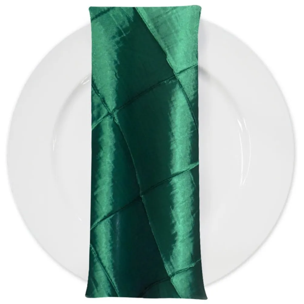 4" Pintuck Taffeta Table Napkin in Hunter Green