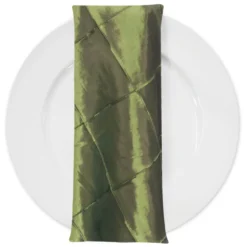 4" Pintuck Taffeta Table Napkin in Olive