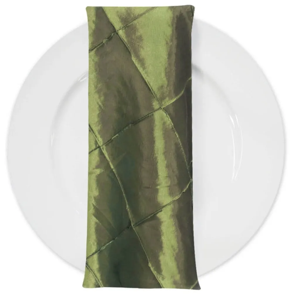 4" Pintuck Taffeta Table Napkin in Olive