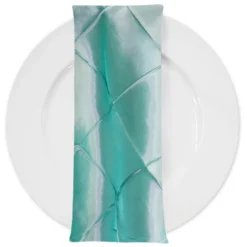 4" Pintuck Taffeta Table Napkin in Teal Green