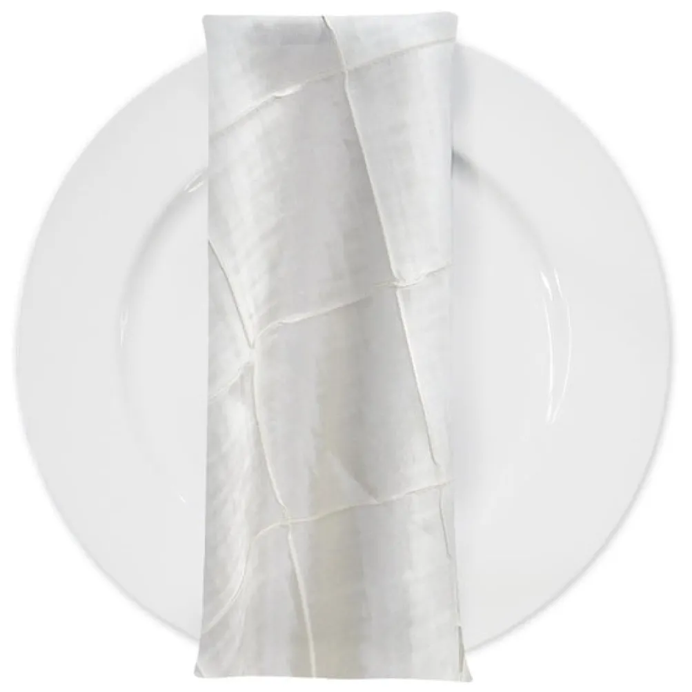 4" Pintuck Taffeta Table Napkin in White