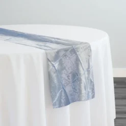 4" Pintuck Taffeta Table Runner in Turquoise Light