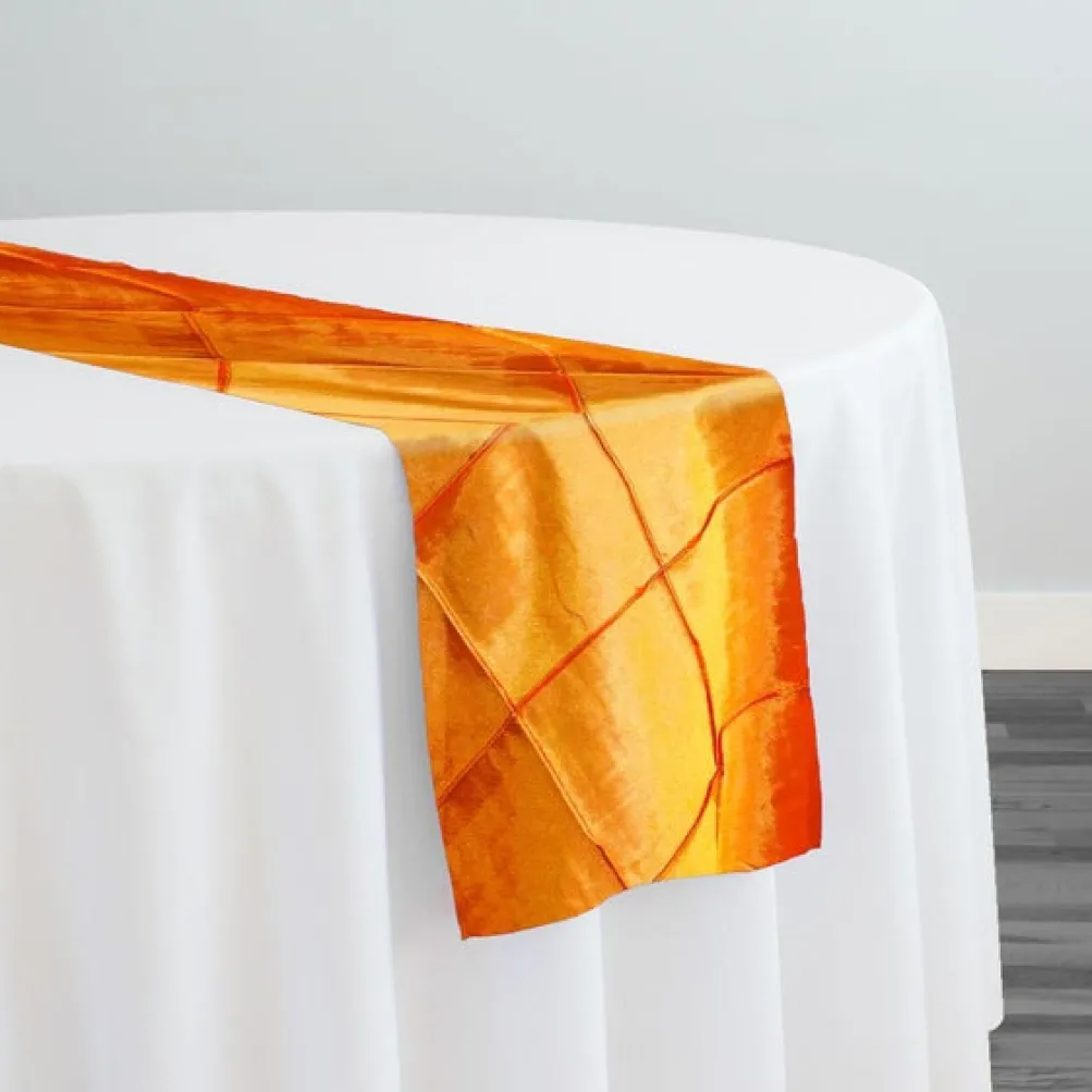 4" Pintuck Taffeta Table Runner in Orange 107