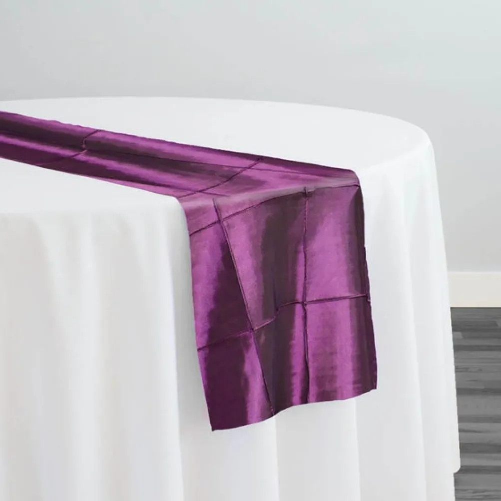 4" Pintuck Taffeta Table Runner in Eggplant 006