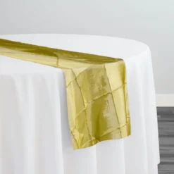 4" Pintuck Taffeta Table Runner in Yellow