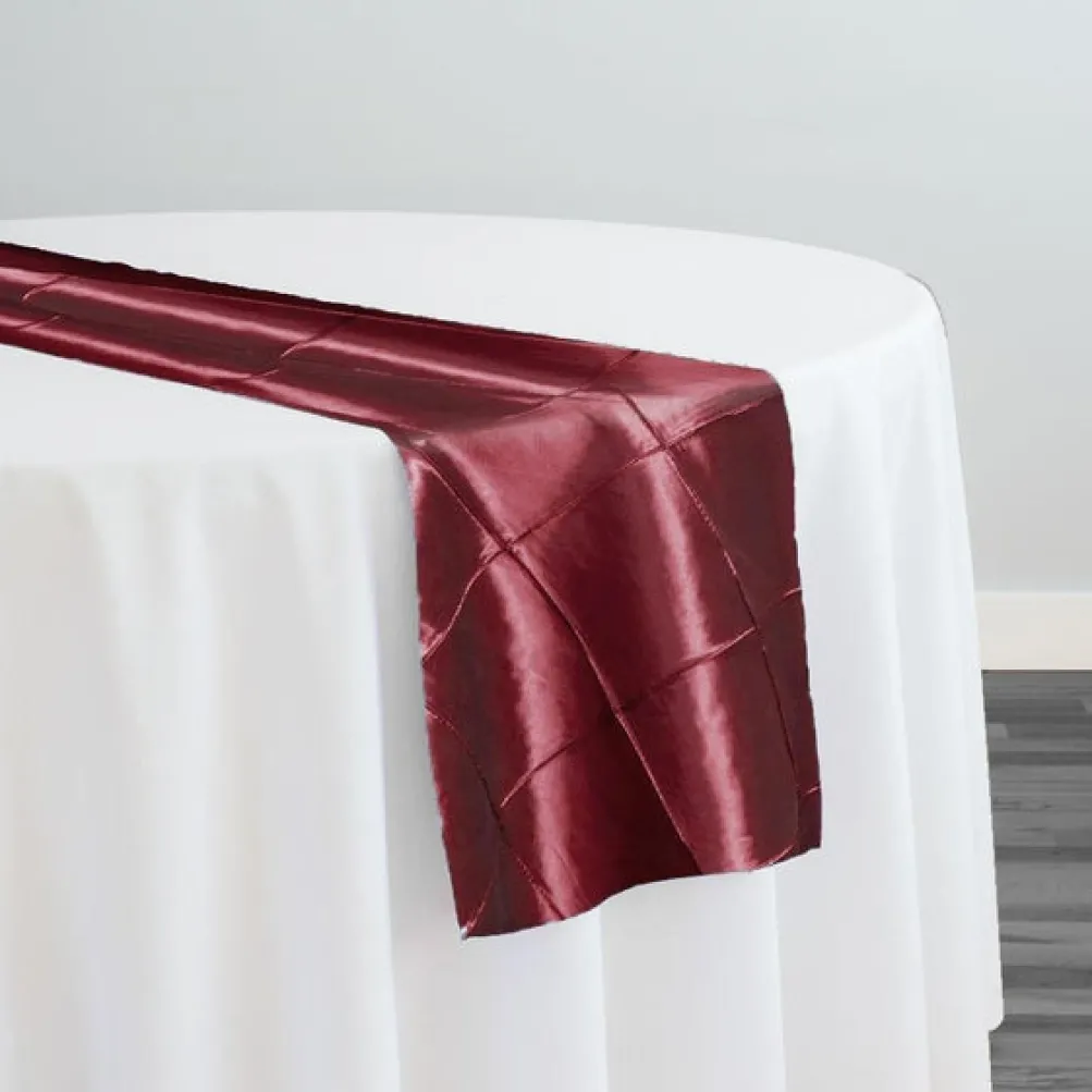 4" Pintuck Taffeta Table Runner in Wine 001